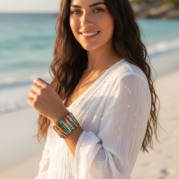 Multicolor Shellstone Artisan Bracelet - Picture 2 of 7